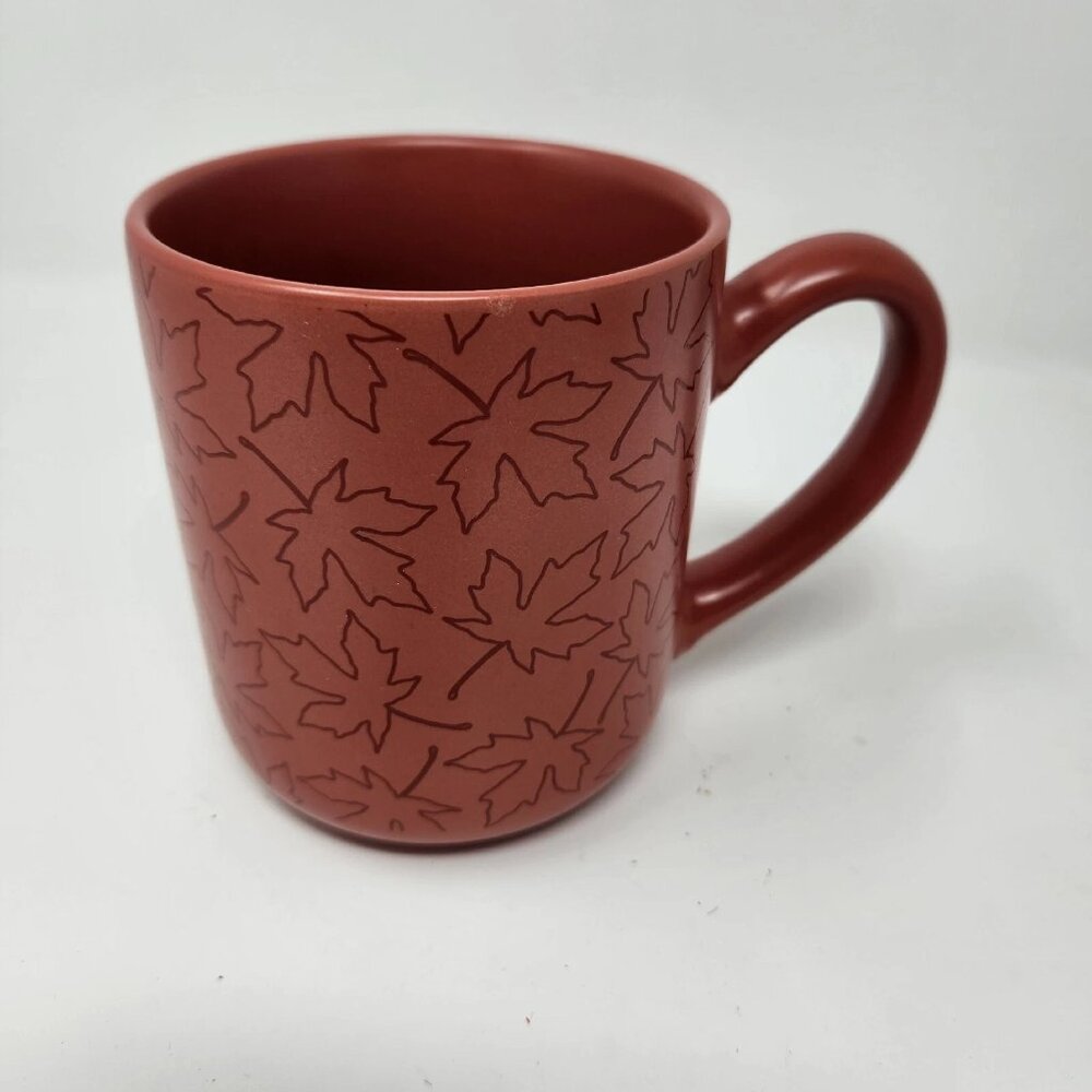 CIROA FALL LEAVES COFFEE MUG STAMPED LEAF STYLE! TEXTURED THANKSGIVING MUG